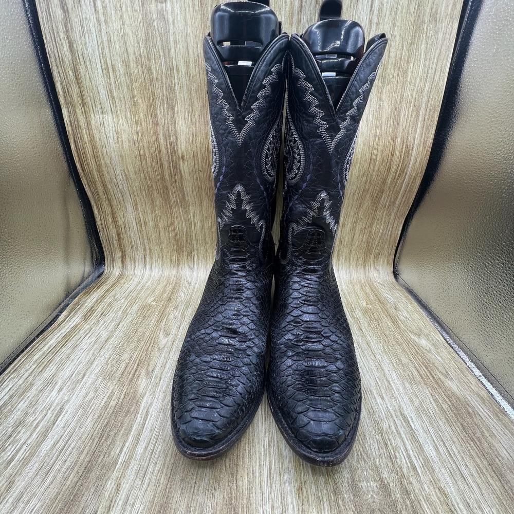 Dan Post Exotic Python Boots Men's Size 11 Ew Bla… - image 2